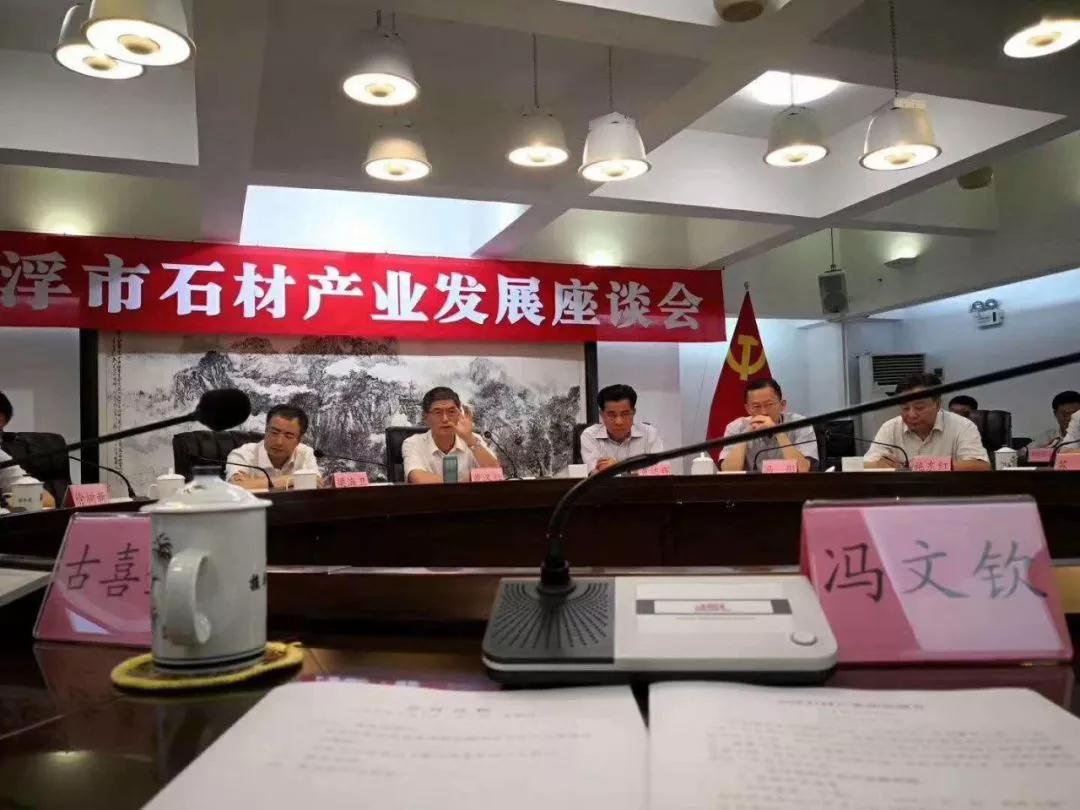 云浮市市委书记黄汉标调研中云石海及石材产业发展情况，并召开石材产业发展座谈会
